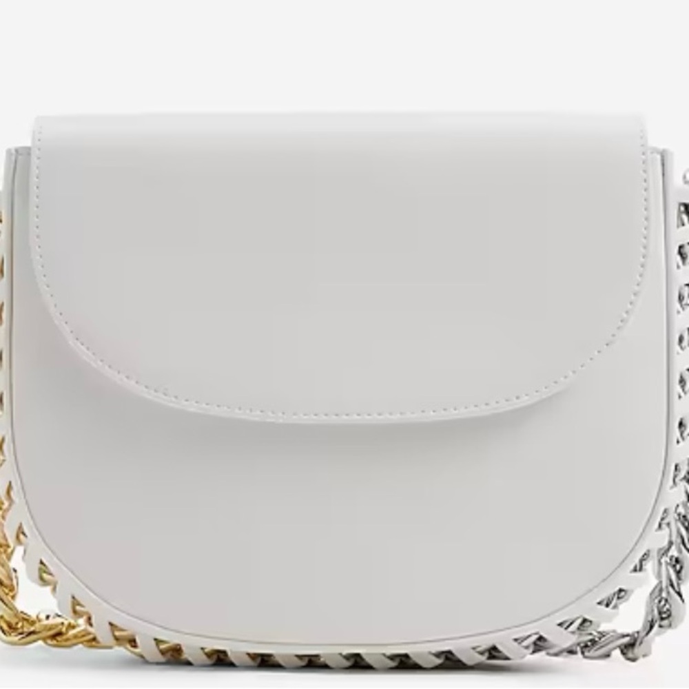 White Mixed Metal Woven Chain Shoulder Bag NWT